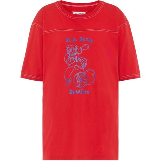 Maison Margiela t-shirt girocollo con stampa - rosso
