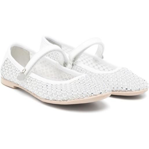 Monnalisa ballerine con decorazione di cristalli - bianco