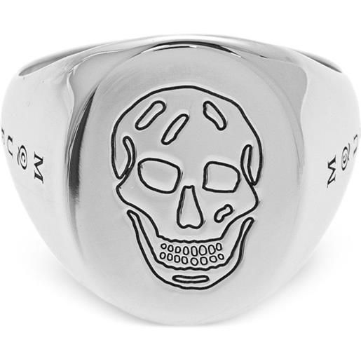 Alexander McQueen anello a sigillo con teschio - argento