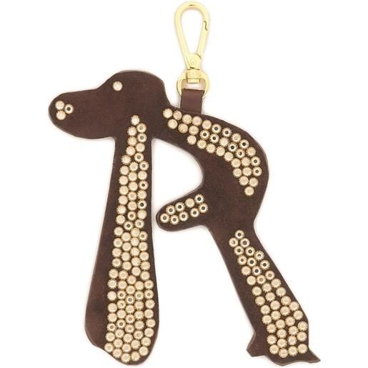 Marni rhinestone-embellishment charm keyring - marrone