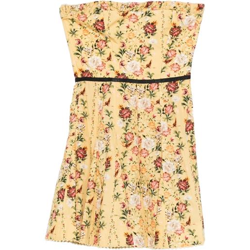 Agua By Agua Bendita abito corto a fiori senza spalline - giallo