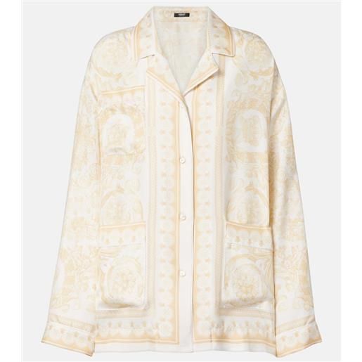 Versace camicia barocco in twill di seta