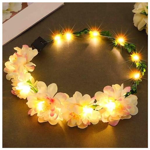Fashband ghirlanda luminosa per capelli con coroncina di fiori, accessorio per capelli per feste per donne e ragazze (viola)