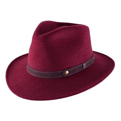 Classic Italy - cappello fedora feltro ripiegabile idrorepellente tesa larga classic traveller ii - size 54 cm - bordeaux