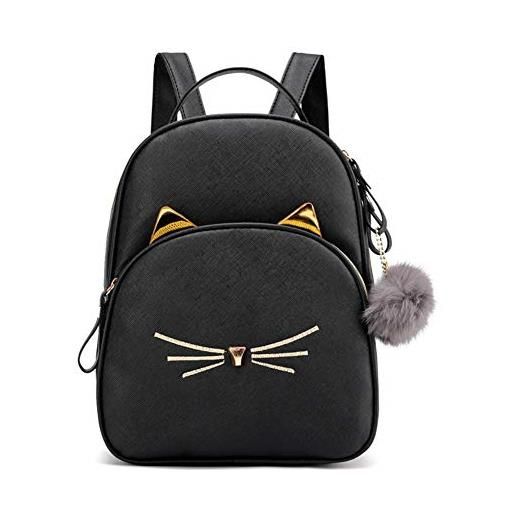 Fiorky zaino carino mini gatto dei cartoni animati, pratico zaino for gatti borse scolastiche in pelle pu borsa quadrata leggera borsa a tracolla piccola, zaino leggero for ragazze donne