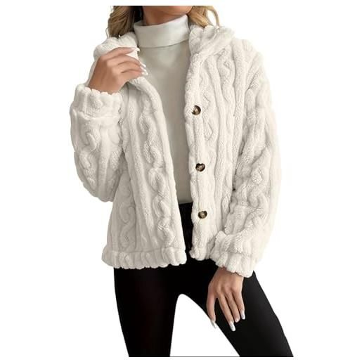 Cocila giacca invernale in pile riscaldante 2025 per donna con bottoni e collo alto primaverile (white xl) giacca militare donna piumino grigio giubbotto pelle curvy abbigliamento casual mezza