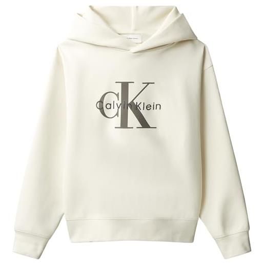 Calvin Klein light monologo hoodie ib0ib02615 felpa con cappuccio, grey (whitecap gray), 10 anni bambino