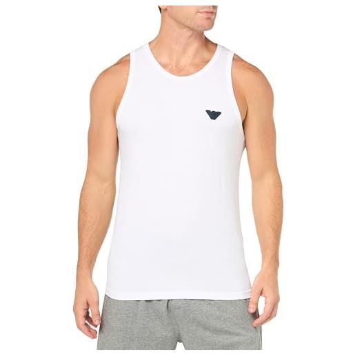 Emporio Armani shiny logoband tank, t-shirt uomo, bianco (white), m