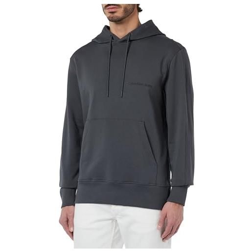 Calvin Klein jeans institutional hoodie j30j324620 felpe con cappuccio, grigio (dark grey), s uomo