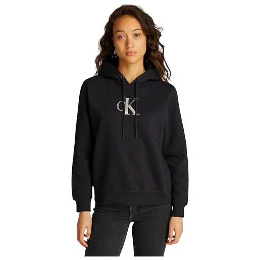 Calvin Klein donna felpa con cappuccio gradient con cordoncino, nero (ck black), l