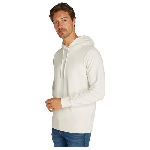 Calvin Klein jeans felpa uomo embro badge hoodie con cappuccio, bianco (ivory), s