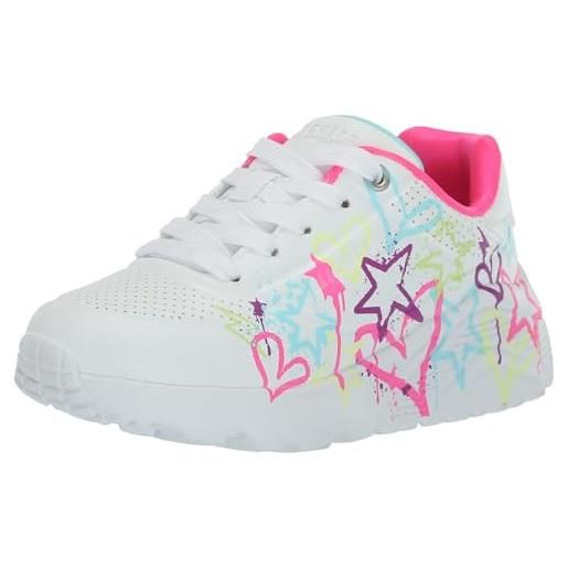 Skechers street girls, sneaker, white synthetic/neon multi trim, 33.5 eu