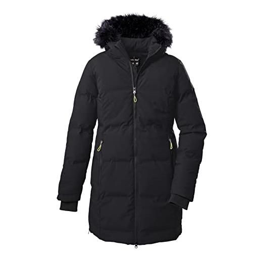 Killtec unisex cappotto/parka invernale in look piumino con cappuccio staccabile con zip kow 209 wmn qltd prk, black, 36, 38919-000
