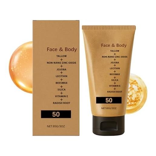 Générique beef tallow sunscreen, spf 50 tallow sunblock lozione, non-greasy broad spectrum cream, moisturizing skin protection for face body, natural daily sun care