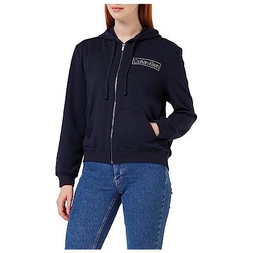 Calvin Klein felpa donna con cappuccio e zip, blu (night sky), l