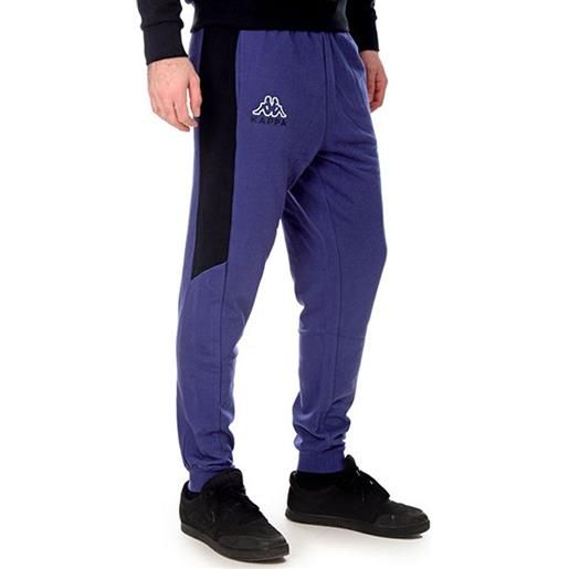 Pantaloni tuta pants uomo kappa logo egon nero blue cotone french terry