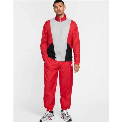nike tuta intera completa uomo nike club color block woven rosso