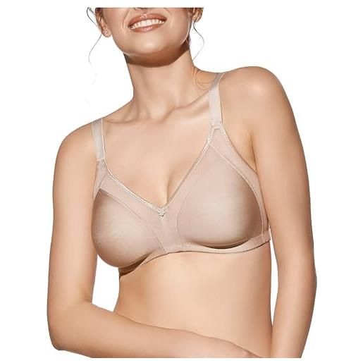 Selene, reggiseno donna modellante con inserti in tulle, con ferretto e senza imbottitura, collezione estela, colore terra, taglia 9c
