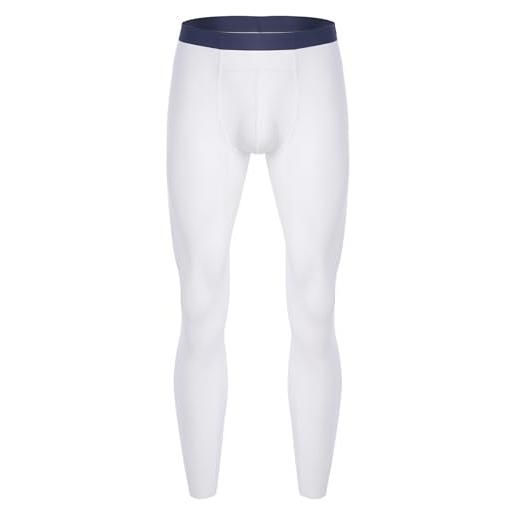 LiiYii leggings uomo trasparente collant a compressione pantaloni tights da basket palestra calzamaglia asciugatura rapida elasticoda corsa yoga gym training bianco 3xl
