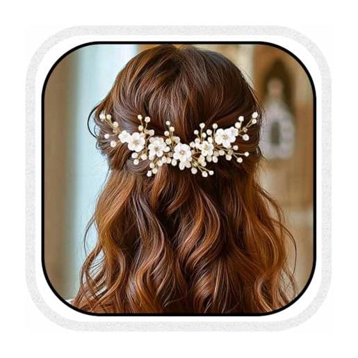 Unicra - fascia per capelli da sposa con fiore di vite, accessorio per capelli da sposa per donne e ragazze (oro)