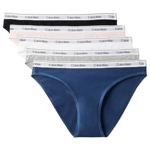 Calvin Klein donna slip taglio bikini confezione da 5 low rise intimo, multicolore (black/white/grey heather/potpourri/), m