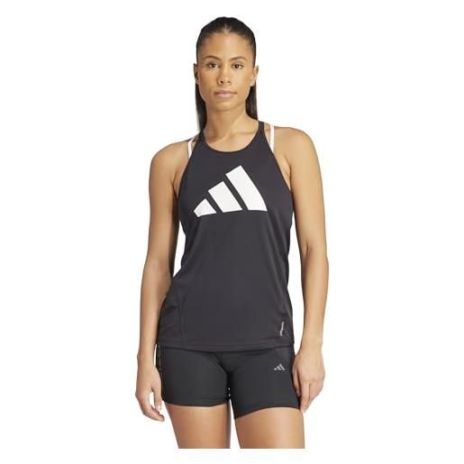 adidas donna run it stripes tank top, black, s