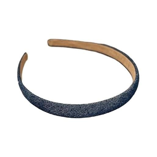 Wambere fascia per capelli in tessuto jeans, larghezza 1 cm, accessorio per capelli, accessorio per capelli, accessorio per capelli, fascia intrecciata, fascia vintage, fascia antiscivolo, blu scuro