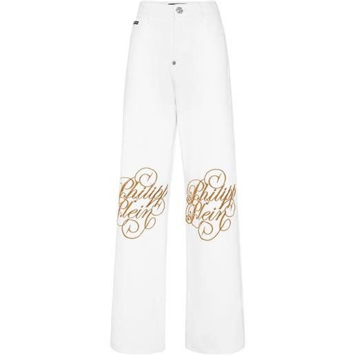 Philipp Plein jeans con ricamo - bianco