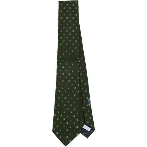 Ferragamo cravatta con motivo gancini jacquard - verde