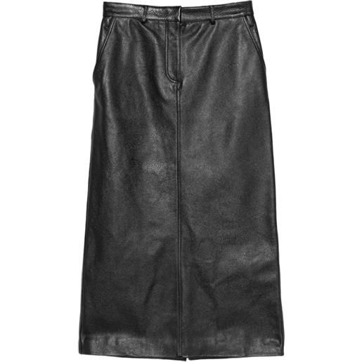 TOTEME gonna lunga dritta in pelle pieno fiore - nero