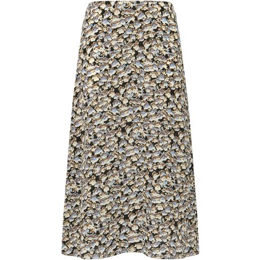 Marni gonna midi con motivo a fiori - nero