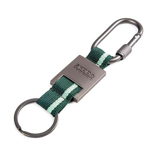 Skoda 000087010cj - portachiavi con moschettone in metallo, colore: grigio/verde, verde, taglia unica, classico