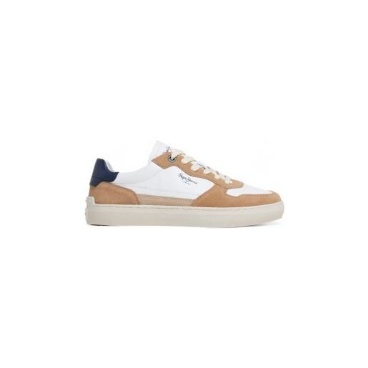 Pepe Jeans per uomo. Pms00019 pantofole in pelle marrone camden nature [3183713], bianco, basso, camoscio, stringhe, casual