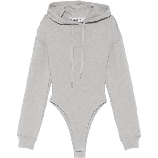 Open YY hooded bodysuit - grigio