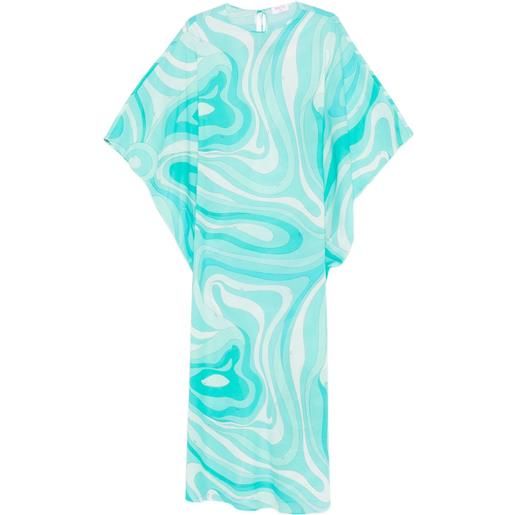 PUCCI abito lungo con stampa marmo - blu