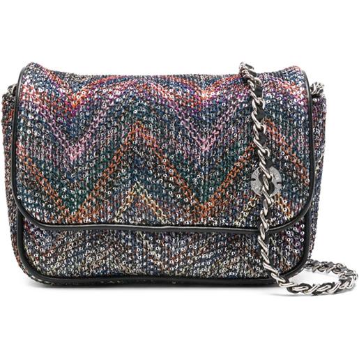 Missoni Kids borsa con catena e motivo chevron - blu