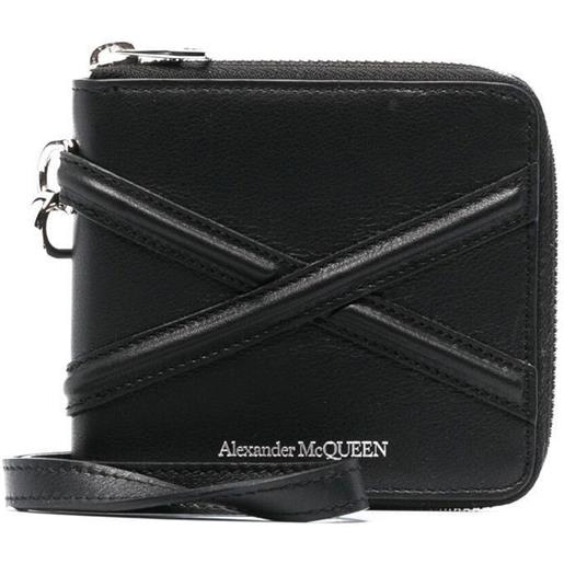 Alexander McQueen portafoglio bi-fold con logo inciso - nero