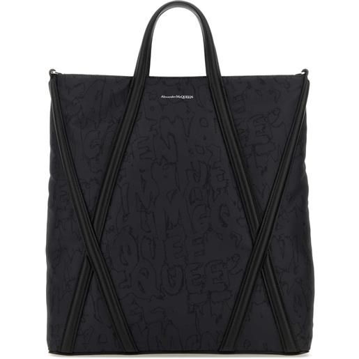 Alexander McQueen borsa tote harness con stampa graffiti - nero