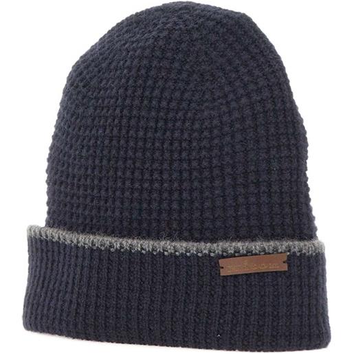 Kiton logo-tag beanie hat - blu