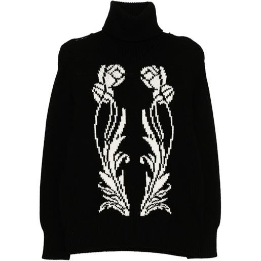 Monse maglione con intarsio stile art déco - nero