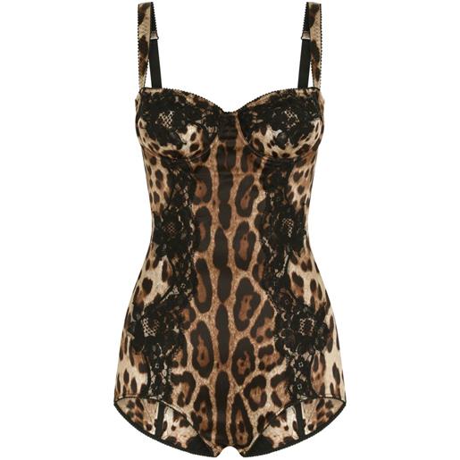 Dolce & Gabbana body con stampa - marrone