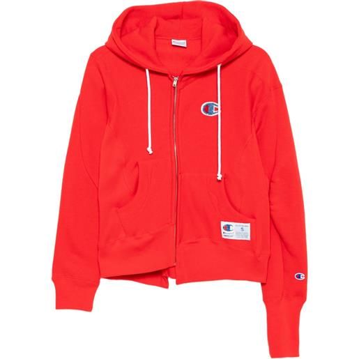 Undercover felpa asimmetrica con cappuccio - rosso