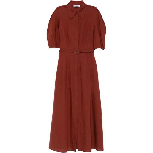 Gabriela Hearst abito midi maude con cintura - marrone