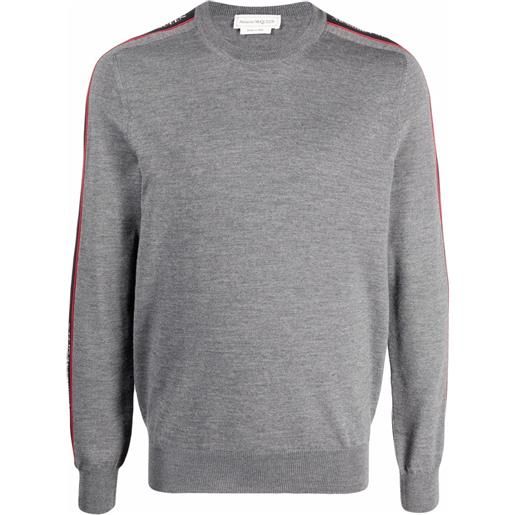 Alexander McQueen maglione con banda logo - grigio