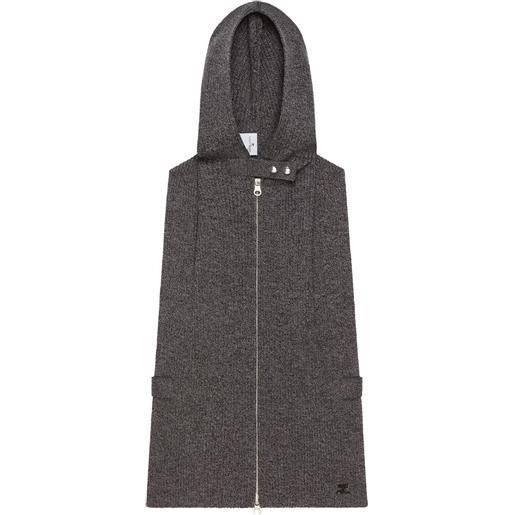 Courrèges gilet con cappuccio e zip - grigio
