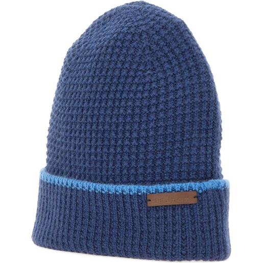 Kiton logo-tag beanie hat - blu