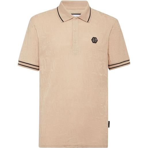 Philipp Plein polo con monogramma jacquard - toni neutri