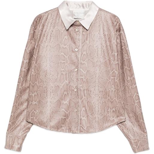 Forte Forte camicia a maniche lunghe con stampa pelle di serpente - marrone