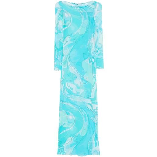 PUCCI abito lungo con stampa orchidee - blu