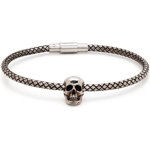 Alexander McQueen bracciale con ciondolo skull - argento